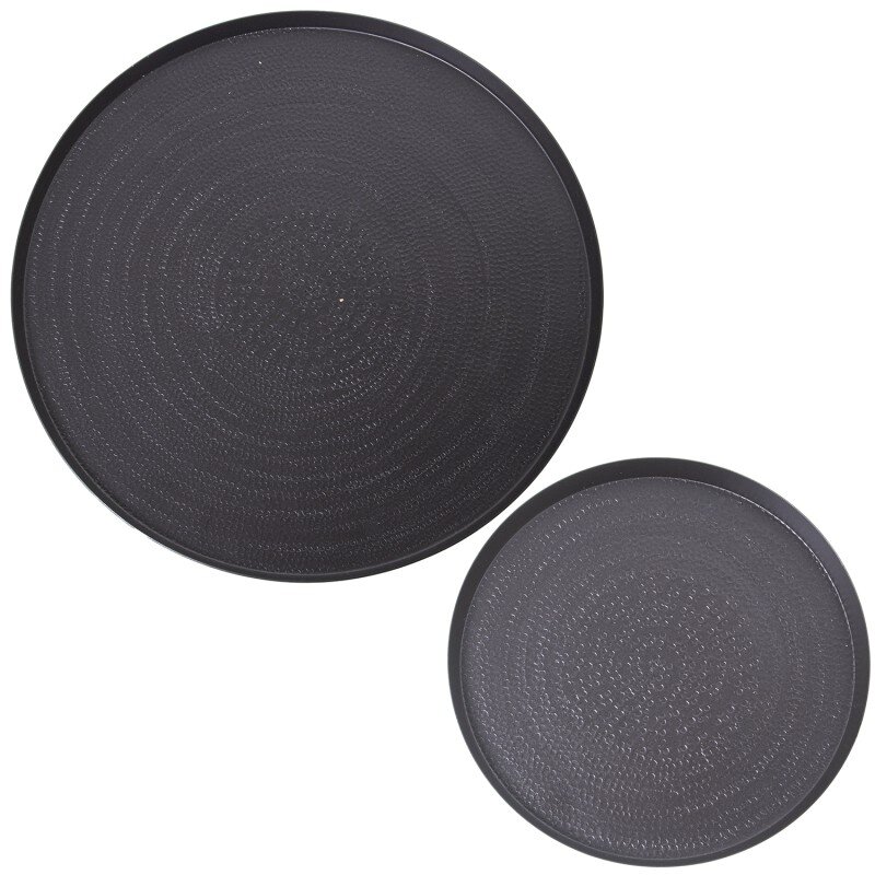 Set 2 Bandejas Aluminio Tallado Negro Ø23+ø38cm