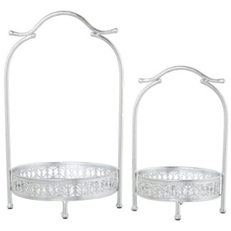Set 2 Bandejas Metal C/asa Dorado/espejo 28x26x48cm+22x21x34cm