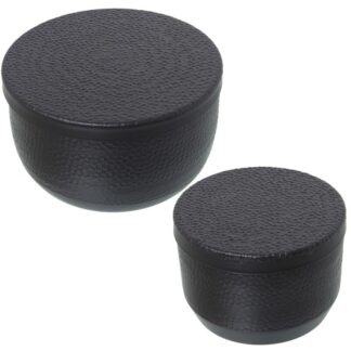 Set 2 Cajas Aluminio Tallado Negro Ø13x9+ø16x9,5cm
