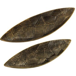 Set 2 Centros 21290 Cerámica Dorado Negro 57x19x11+47x16x9cm