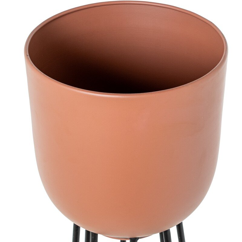Set 2 Maceteros Metal Color Terracota/ Pie Negro Ø26x90+ø23x71cm - Image 2