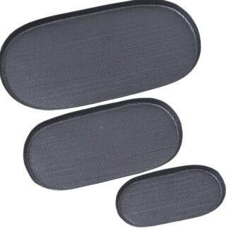 Set 3 Bandejas Aluminio Tallado Negro 21x11+30x15+40x20x1,5cm