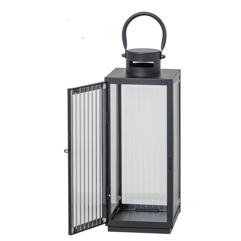 Set 3 Faroles Portavelas Metal Negro 11x10x22+13x12x32+17x16x40cm - Image 2
