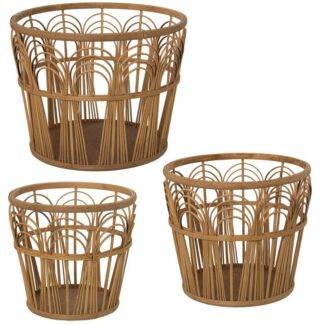 Set 3 Maceteros Ratán Natural Ø39x30+ø33x28+ø28x26cm