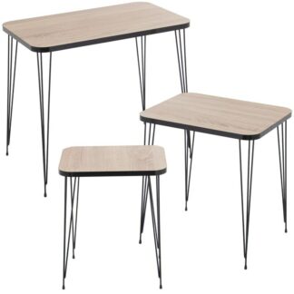 Set 3 Mesas Aux. Madera/metal Negro +72270, Requiere Montaje 60x37x53+45x37x49+37x29x45cm