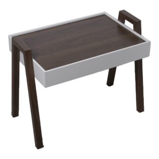 Set 3 Mesas Auxiliar Madera Nogal/blanco Dm+nogal Req.montaj 56x35x44cm, Tabl:50x35cm