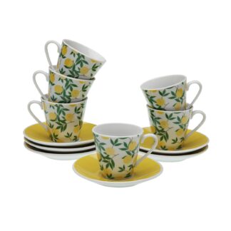 SET 6 TAZAS CAFE CON PLATO LEMONS