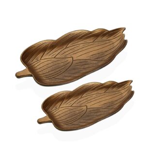 SET DE DOS CENTROS DE MESA DORADO EN FORMA DE HOJA