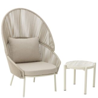 Set Sillón + Mesa Centro Exterior Aluminio +74729 96x89x143cm+ø50x45cm A Montar