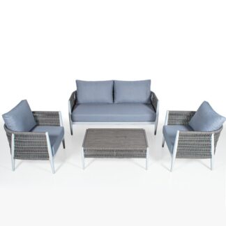 Set Sofá 2p+ 2 Sillones+ Mesa Centro Aluminio/mimbre Sintéti Sofá:165x79x70 Mesa:98x61x40c