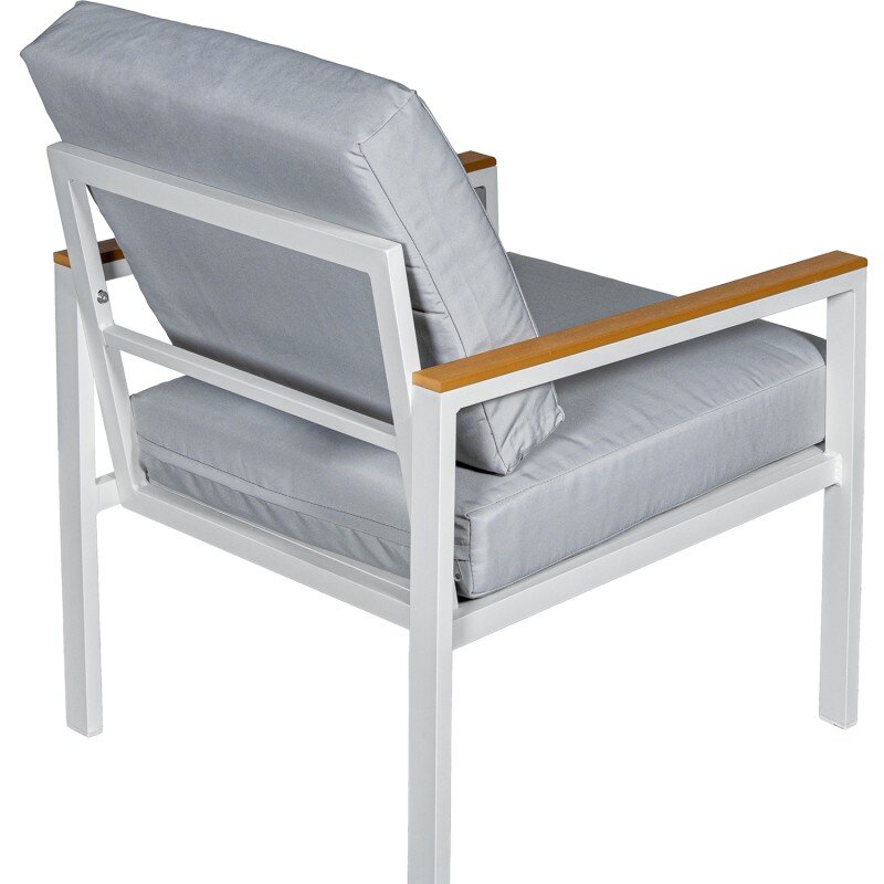 Set Sofá 2p+2 Sillones+mesa Aluminio Blanco Cojines Gris Sofá:116x71x68 Mesa:98x54x39c - Image 3