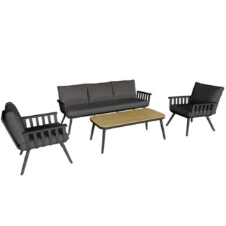 Set Sofa 3 Plazas + 2 Sillones+ Mesa Aluminio Antracita 194x75x73 68x75x73 120x55x42