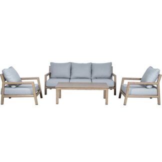 Set Sofá 3p+ 2 Sillones+ Mesa Centro Aluminio/mimbre Sofá:190x85x70cm Mesa:120x70x