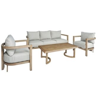 Set Sofa 3p+2 Sillones+mesa Centro Aluminio 73x74x66/198x74x66/128x60x43