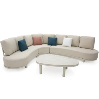 Set Sofá Esquina Exterior C/mesa Aluminio Topo+74698+699+700 Sofá1:145x90x71cm Sofá2:194x9