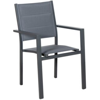 Silla Acolchada Aluminio Textileno Antracita Apilable 50x60x86cm