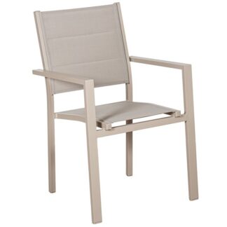 Silla Acolchada Aluminio Textileno Crema Apilable 50x60x86cm