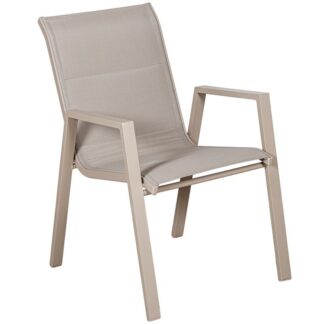 Silla Acolchada Aluminio Textileno Crema Apilable 55x73x90cm