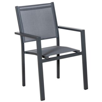 Silla Aluminio Textileno Antracita Apilable 50x60x86cm