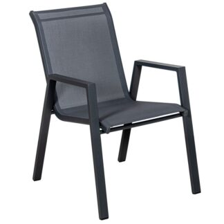Silla Aluminio Textileno Antracita Apilable 55x73x90cm