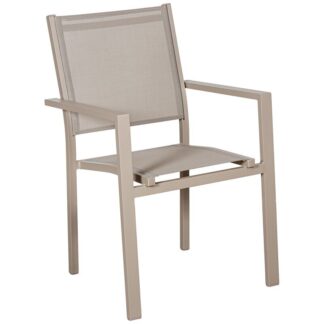 Silla Aluminio Textileno Crema Apilable 50x60x86cm