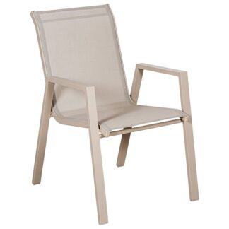 Silla Aluminio Textileno Crema Apilable 55x73x90cm