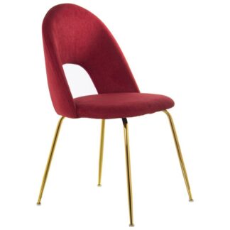Silla Chenilla Rojo+91158 Patas Metal Dorado 50x51x86cm, Alt.asiento:47cm