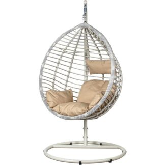 Sillón Colgante Ratán Artif/metal Blanca +91123+91124+91226 117x106x198cm Cest.117x75x118
