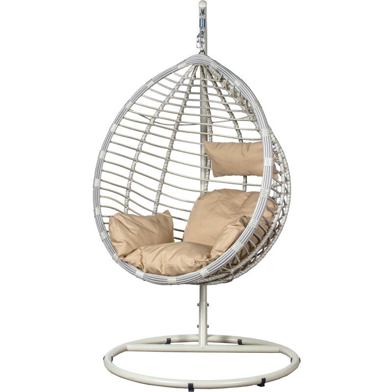 Sillón Colgante Ratán Artif/metal Blanca +91123+91124+91226 117x106x198cm Cest.117x75x118