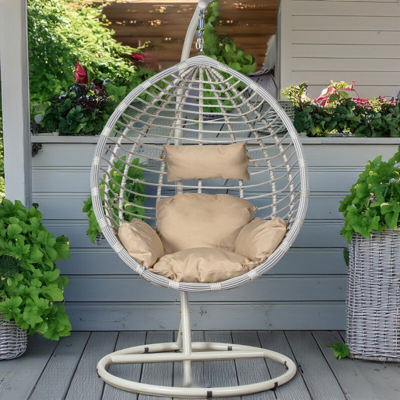 Sillón Colgante Ratán Artif/metal Blanca +91123+91124+91226 117x106x198cm Cest.117x75x118 - Image 8