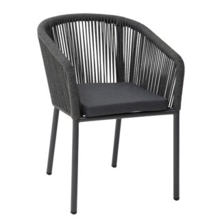 Silla Exterior Aluminio/cuerda Negro C/cojín +74742 57x63x77cm Apilable