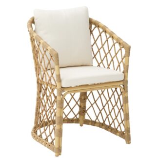 Silla Exterior Aluminio/ratán Natural C/cojín 55x60x84cm