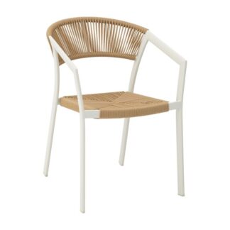 Silla Exterior Alumino Blanco Ratán Sint. Natural 56x59x80cm Apilable