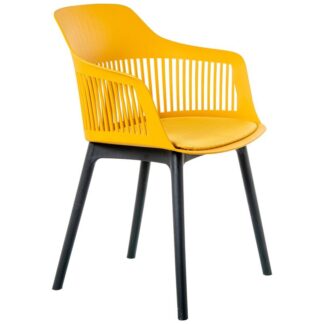 Silla Pp Amarilla C/cojín Pu 58x54x83cm Alt. Asiento:48cm