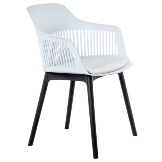 Silla Pp Blanca C/cojín Pu 58x54x83cm Alt. Asiento:48cm