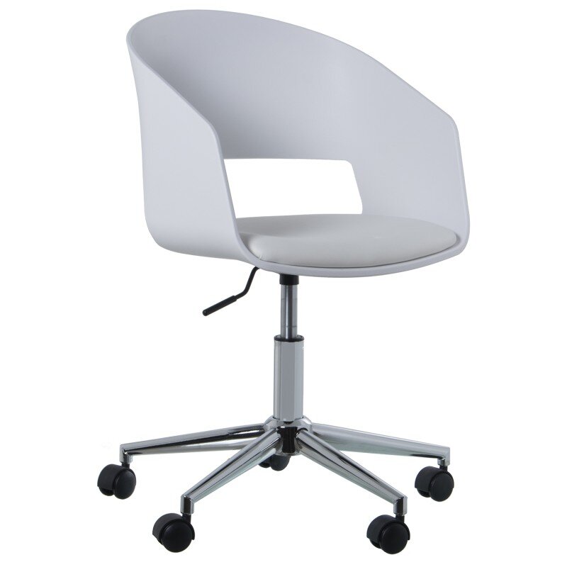 Silla Pp Blanco C/ruedas, Giratoria, Altura Ajustable 62x62x77/87cm,alt.asnto:40/50