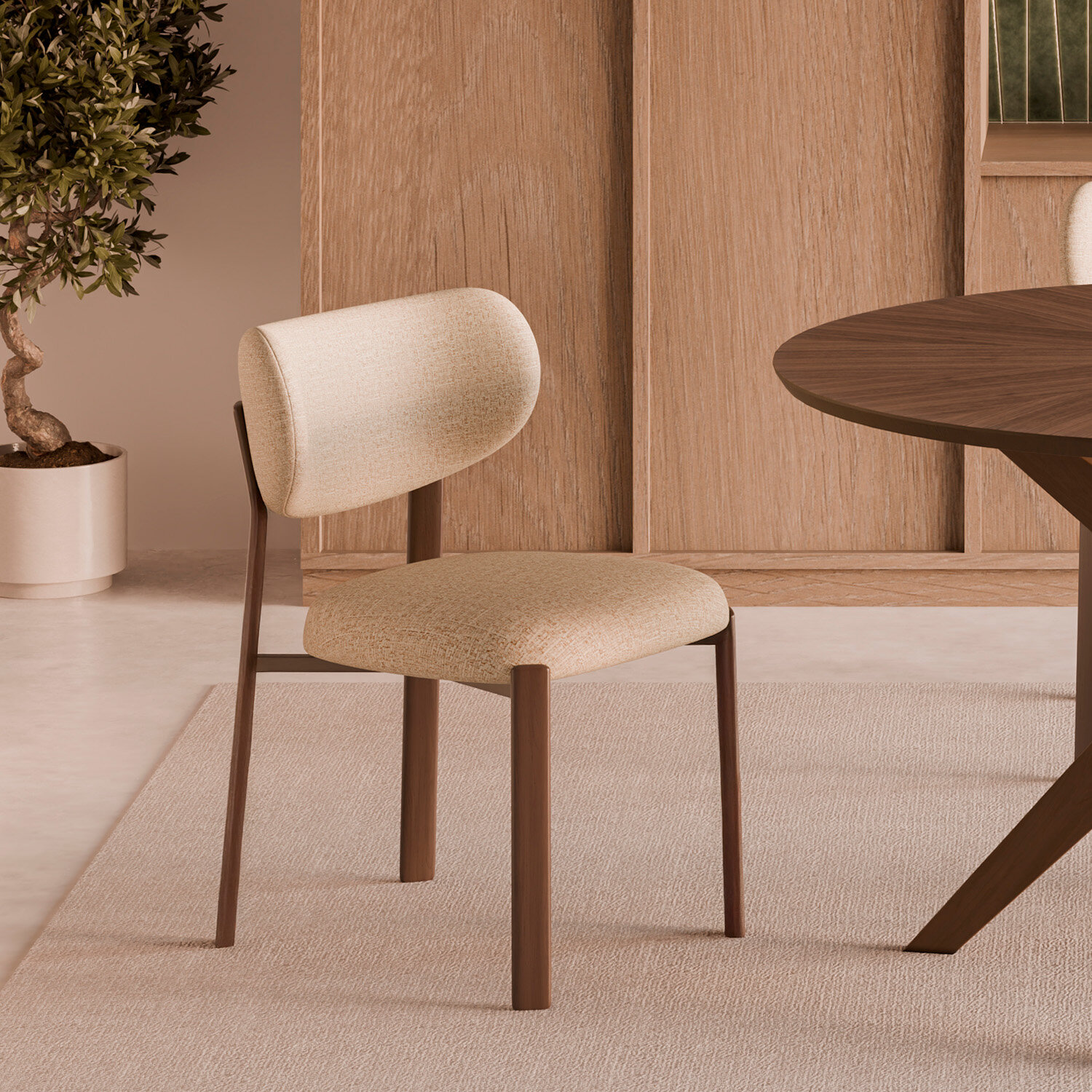 Silla RUMI beige (pata símil nogal) - Image 2