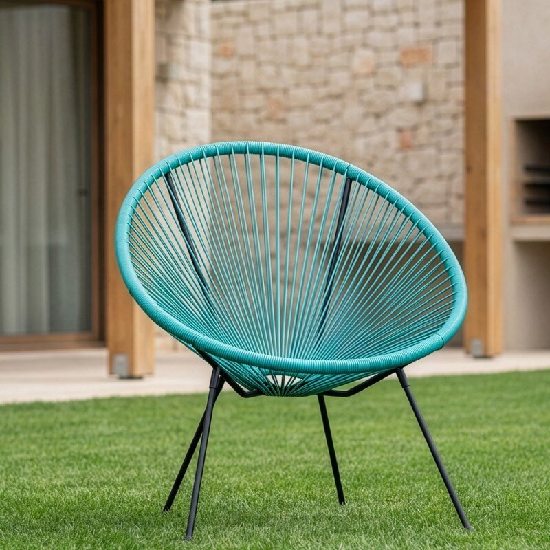 Sillón Exterior Acero/mimbre Sintético (pe) Azul 80x71x83cm Alt. Asiento:40cm - Image 2