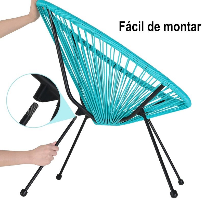 Sillón Exterior Acero/mimbre Sintético (pe) Azul 80x71x83cm Alt. Asiento:40cm - Image 9