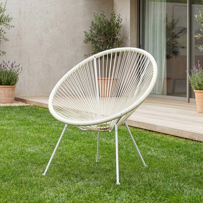 Sillón Exterior Acero/mimbre Sintético (pe) Blanco 80x71x83cm Alt. Asiento:40cm - Image 2
