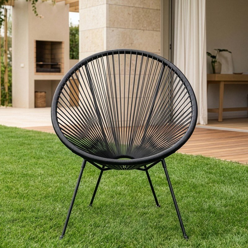 Sillón Exterior Acero/mimbre Sintético (pe) Negro 80x71x83cm Alt. Asiento:40cm - Image 2