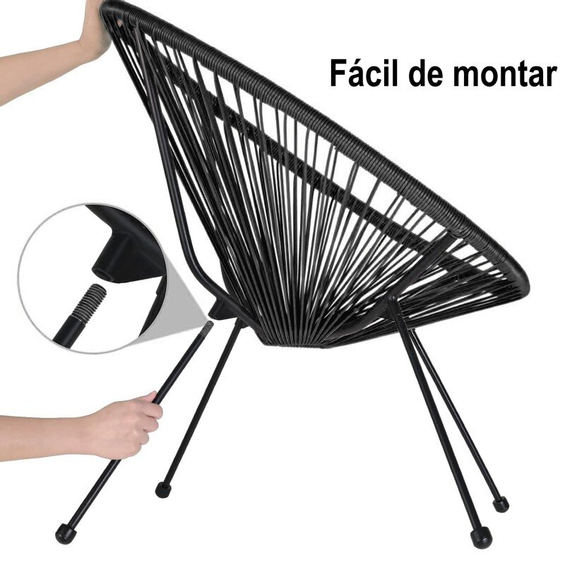Sillón Exterior Acero/mimbre Sintético (pe) Negro 80x71x83cm Alt. Asiento:40cm - Image 8