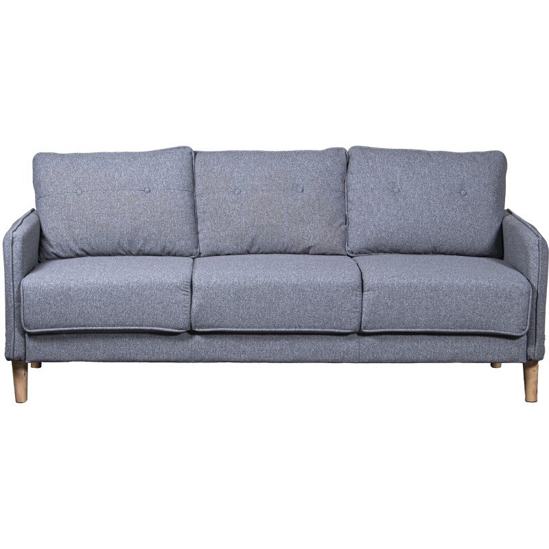 Sofá 3 Plazas Poliéster Gris C/patas Madera Caucho 189x75x86cm Alt. Asiento:46cm