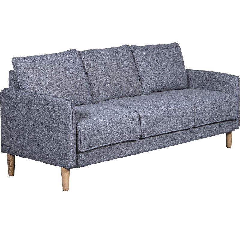 Sofá 3 Plazas Poliéster Gris C/patas Madera Caucho 189x75x86cm Alt. Asiento:46cm - Image 2