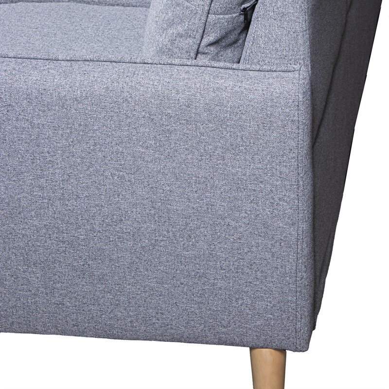 Sofá 3 Plazas Poliéster Gris C/patas Madera Caucho 189x75x86cm Alt. Asiento:46cm - Image 5