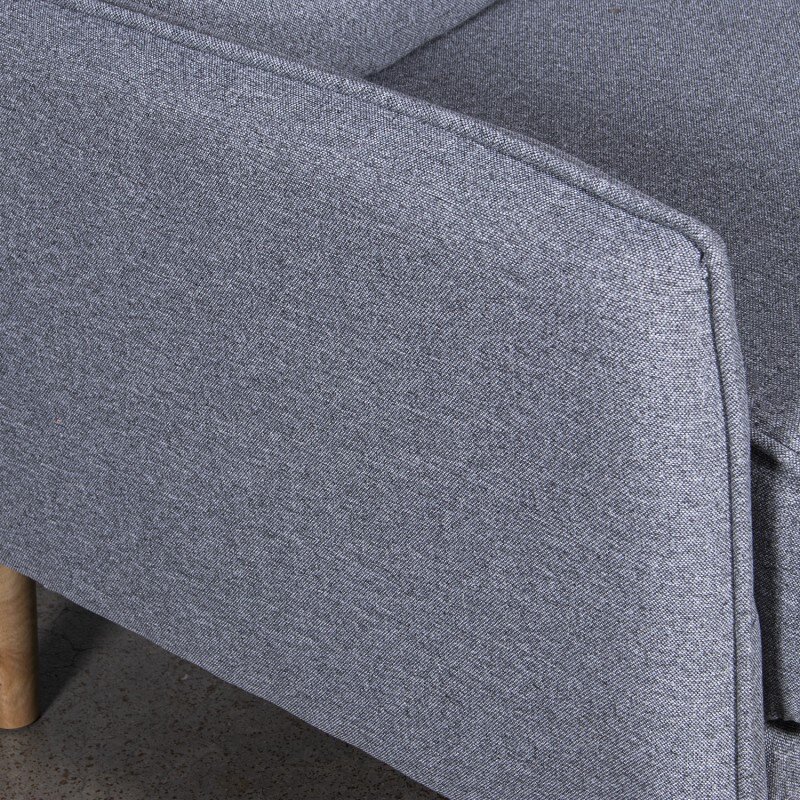 Sofá 3 Plazas Poliéster Gris C/patas Madera Caucho 189x75x86cm Alt. Asiento:46cm - Image 7