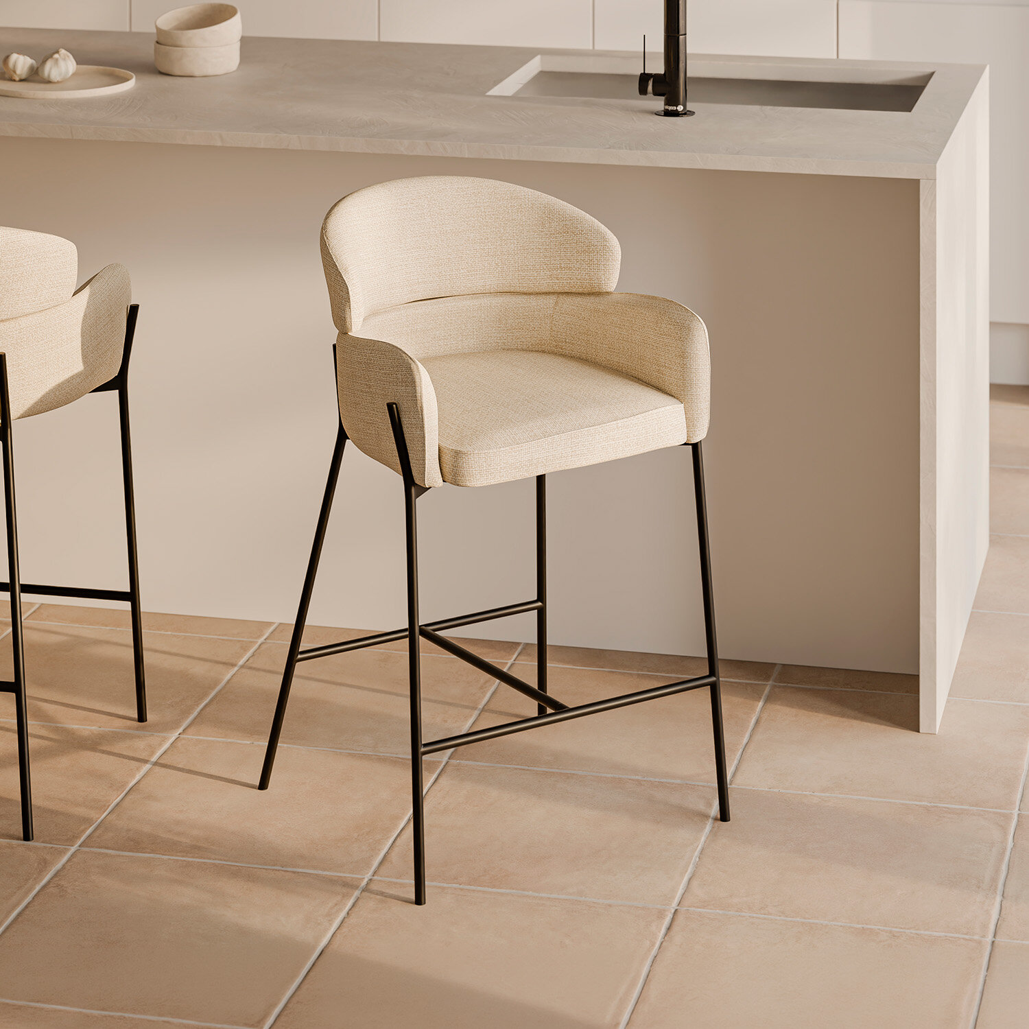 Taburete bajo ANDER beige - Image 2