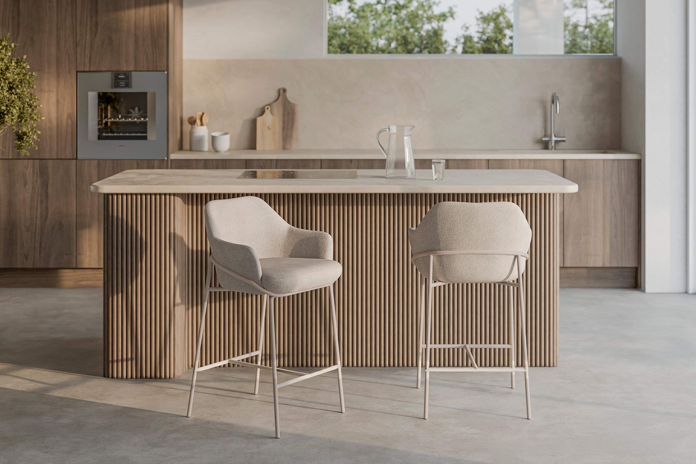 Taburete bajo THOMAS beige (pata beige)