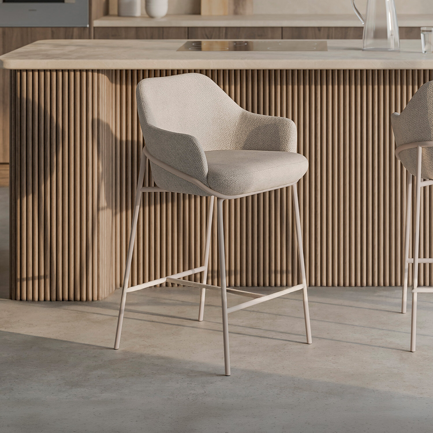 Taburete bajo THOMAS beige (pata beige) - Image 2
