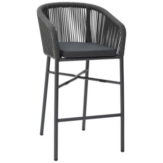 Taburete Ext. Aluminio/cuerda Negro C/cojin +74746 Apilable 56x59x105cm Alt.asiento:76cm